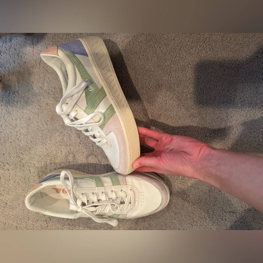 Gola White Sneakers with Pastel Green, Pink and Lavender Accents